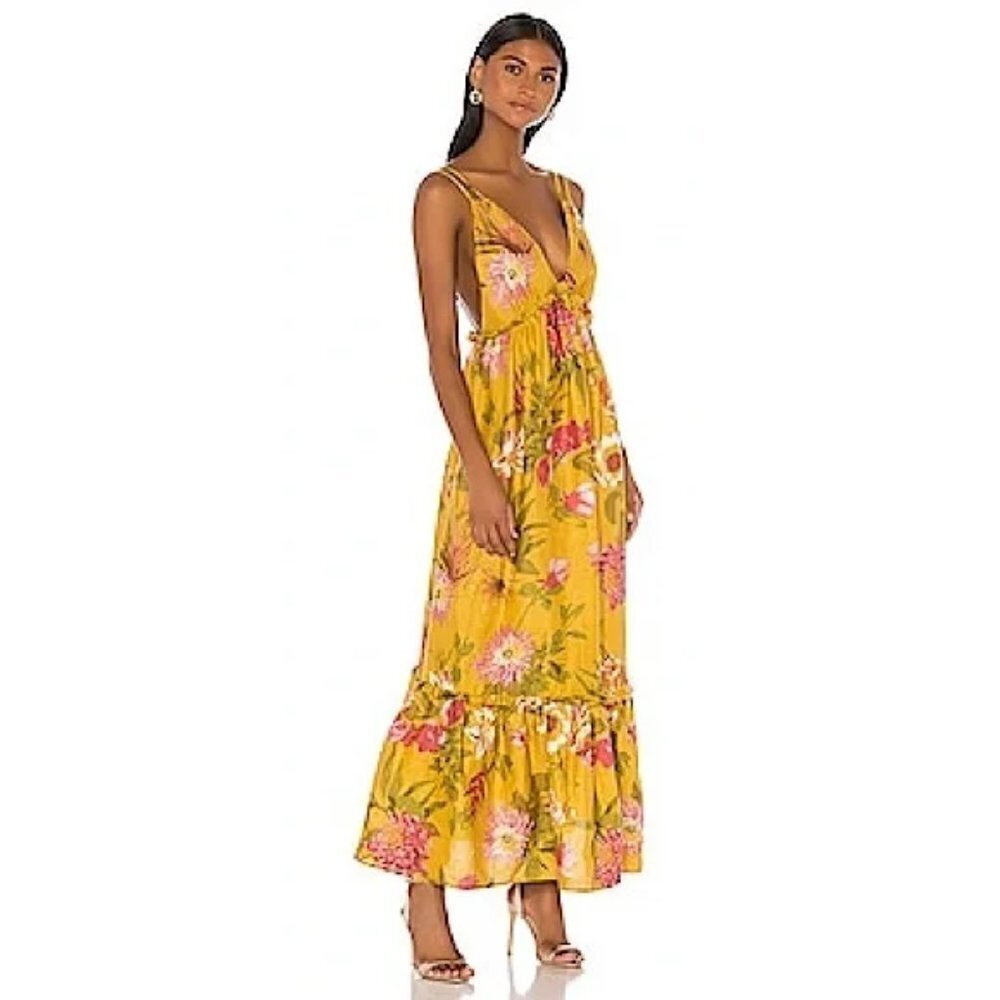 🆕 REVOLVE ELLIATT Bahamas linen maxi Dress in Floral Size XS